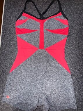Jo & Jax Biketard Gray and Pink Romper Size‎ Adult Medium (6/8)
